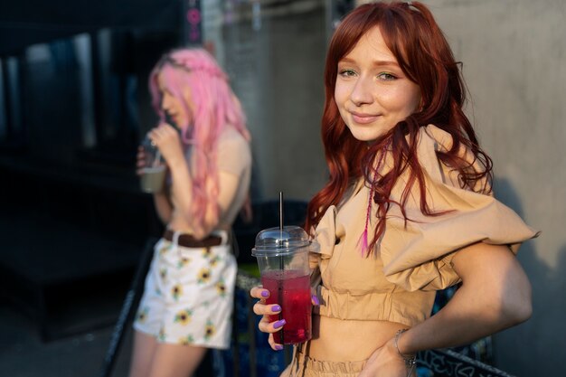 Young women having fun in summertime