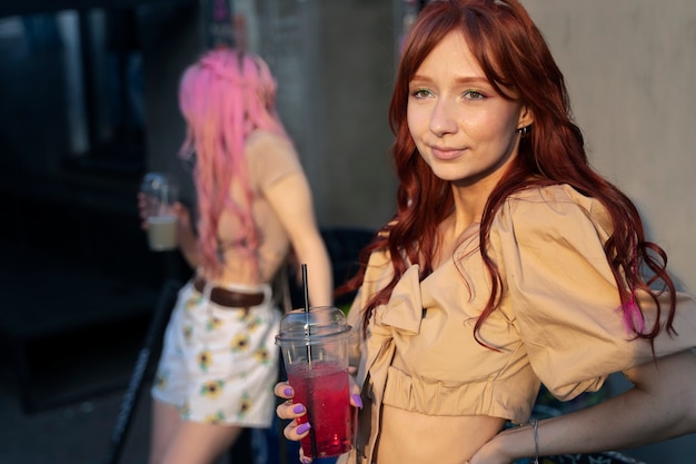 Young women having fun in summertime