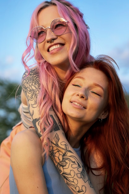 Young women having fun in summertime