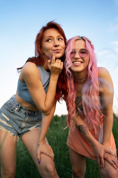 Young women having fun in summertime