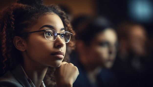 Free photo young women studying together in a classroom generated by ai