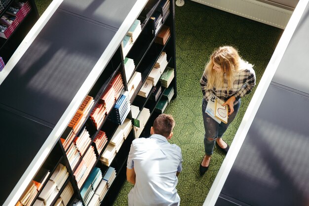 Youngsters in college library