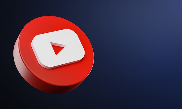 Youtube circle button icon 3d with copy space