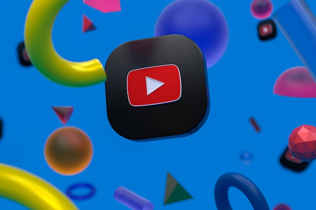 Логотип youtube на фоне абстрактной геометрии