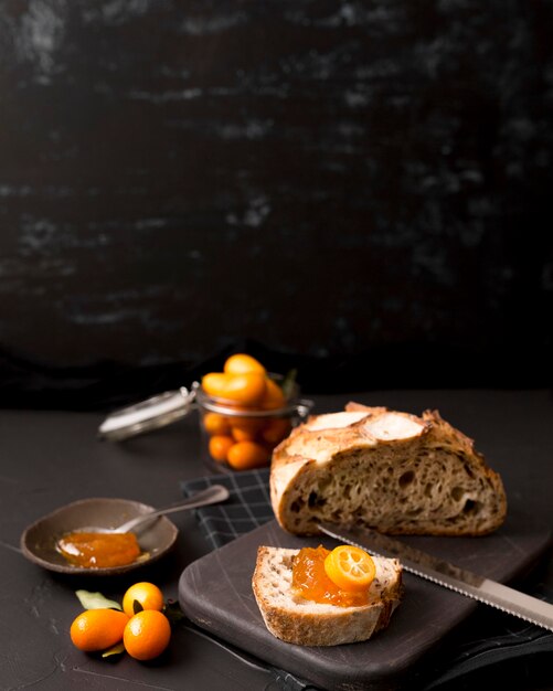 Yummy breakfast with bread and homemade jam