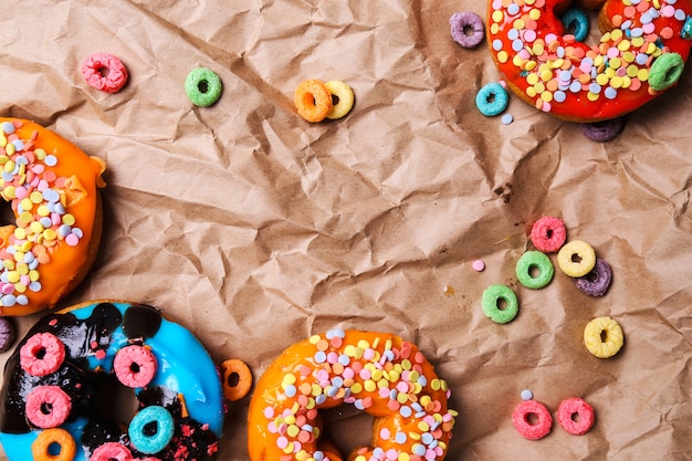 Yummy donuts on paper