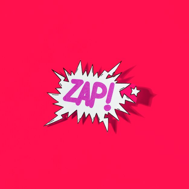 Zap! pop art cartoon comic explosion on red background
