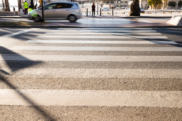 Zebra crosswalk on the road for safety