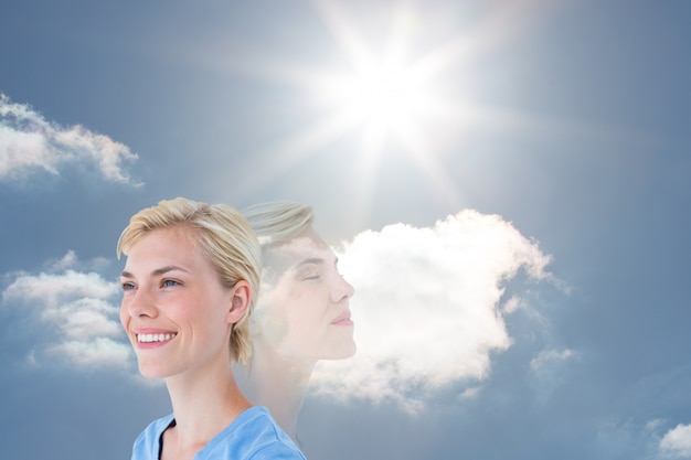 禅コンテンツ晴れ曇りの青い空