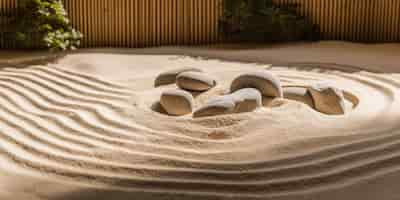 Free photo zen garden with smooth stones and raked sand