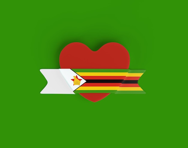 Foto gratuita bandiera del cuore della bandiera dello zimbabwe