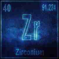 Foto gratuita elemento chimico di zirconio, segno con numero atomico e peso atomico, elemento tavola periodica