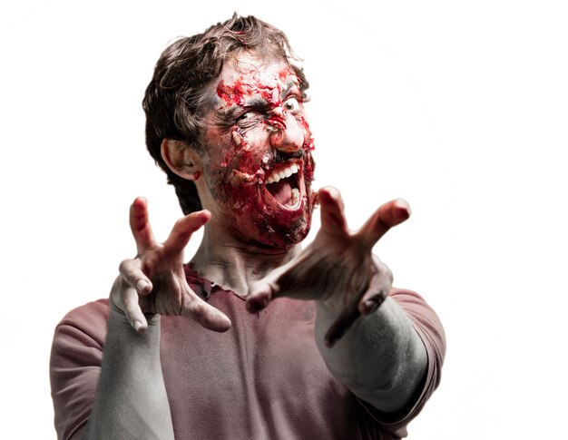 Zombie with bloody hands