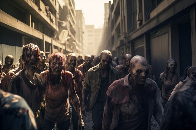 Zombies walking in the city
