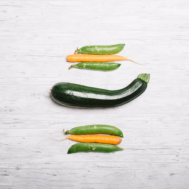 Zucchini and pea with carrot