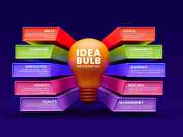 Free PSD 10 steps creative business infographics with idea bulb design template