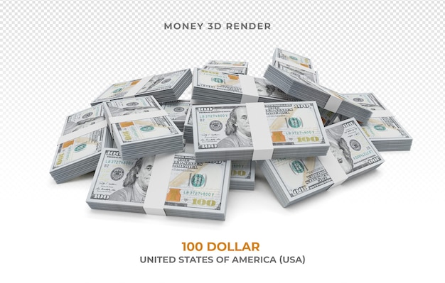 100 dollar money pack isolated