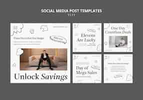 Free PSD 11.11 flash sale instagram posts template