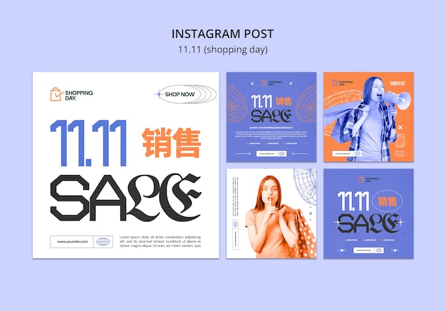 PSD gratuito 11.11 vendita flash post su instagram