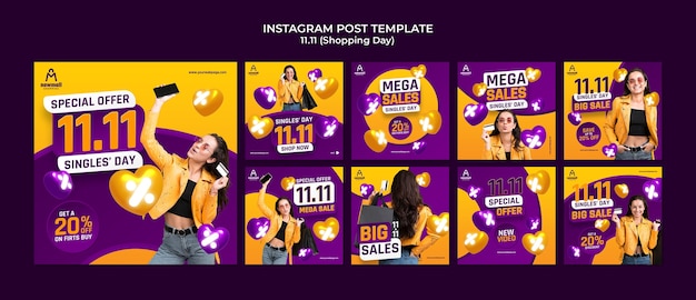 PSD gratuito 11.11 vendita flash post su instagram