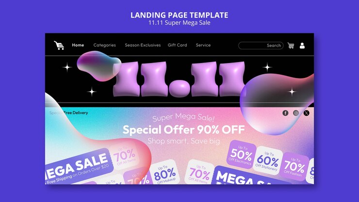 Free PSD 11.11 flash sale landing page  template