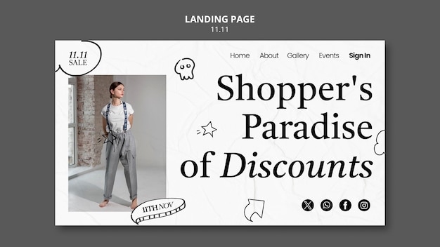 無料PSD 11.11 フラッシュセール ランディングページのテンプレート