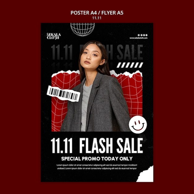 PSD gratuito 11.11 modello di poster di vendita flash