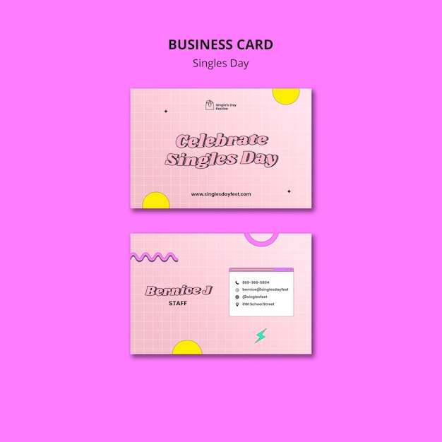 11.11 singles day horizontal business card template