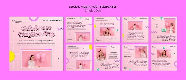 Free PSD 11.11 singles day instagram posts collection