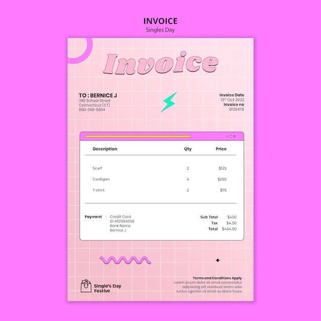 Free PSD 11.11 singles day invoice template