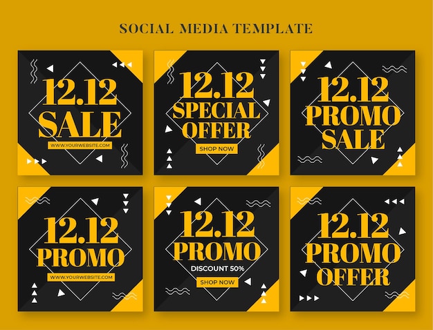 12.12 promo sale social media banner and instagram post template