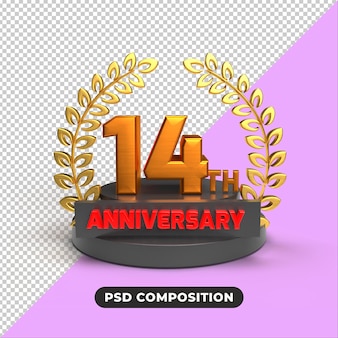14th anniversary celebration 3d rendering