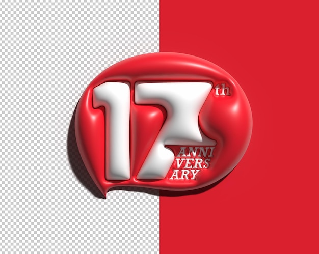 Free PSD 17th years anniversary 3d celebration design transparent psd file