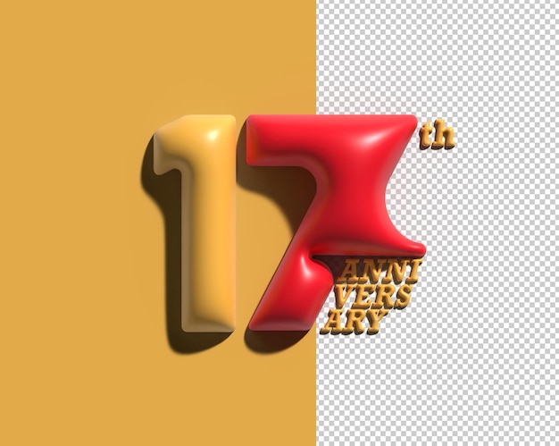 File psd trasparente per la celebrazione del 17 ° anniversario