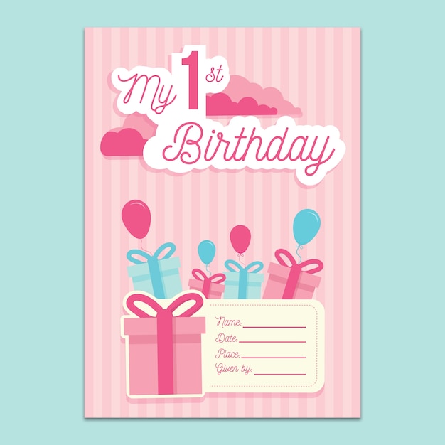 1st birthday invitation mockup