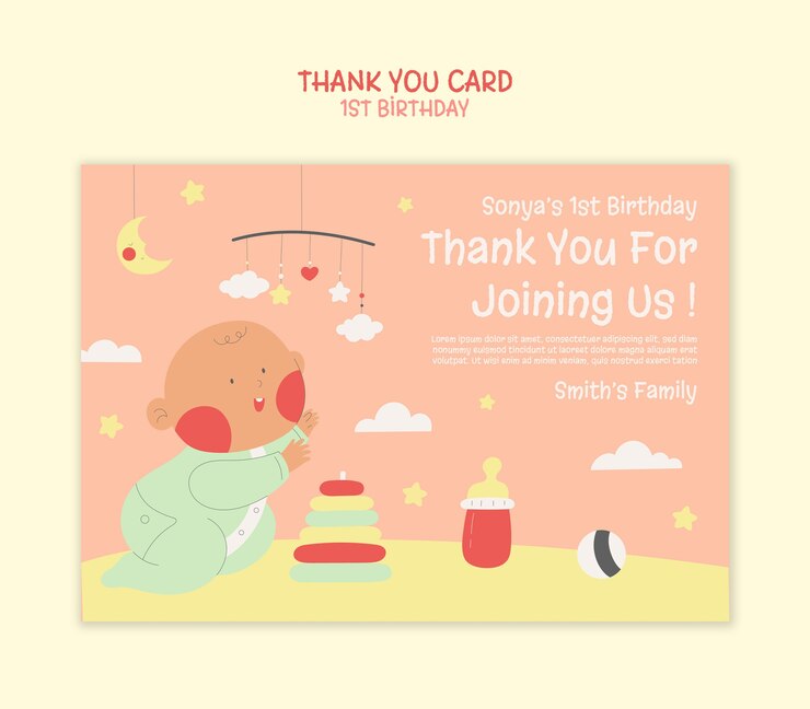 무료 PSD 첫 번째 생일 템플릿 디자인
