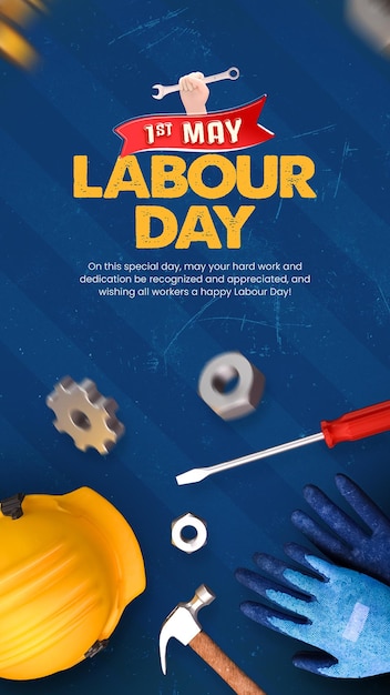 Free PSD 1st may labour day social media story design template