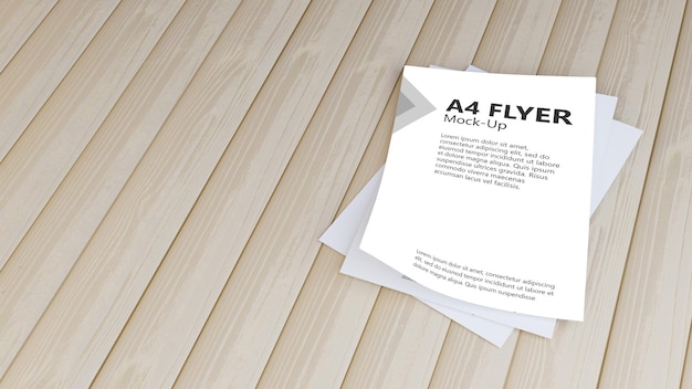 2-flyer mockup a4 in wood minimalist simple