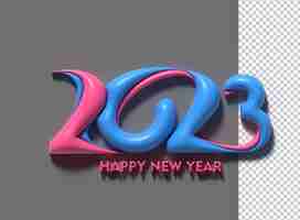 Бесплатный PSD 2023 happy new year 3d render text типография дизайн баннер плакат 3d иллюстрация