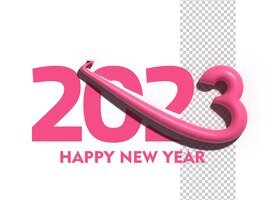Free PSD 2023 happy new year 3d render text typography design banner poster 3d illustration