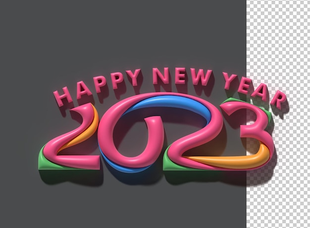 自由PSD 2023新年快乐3 d渲染文本排版设计横幅海报3 d插图