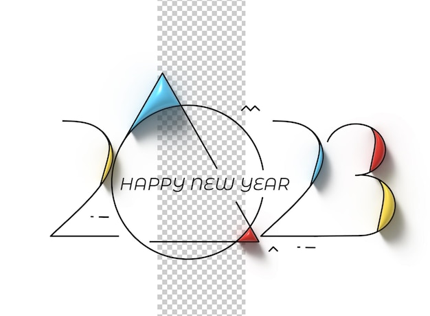 Бесплатный PSD 2023 happy new year 3d render text типография дизайн баннер плакат 3d иллюстрация