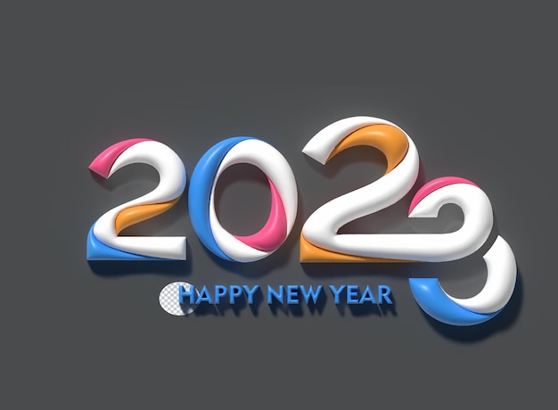2023 С Новым годом 3D Текстовая типография Элемент дизайна PSD