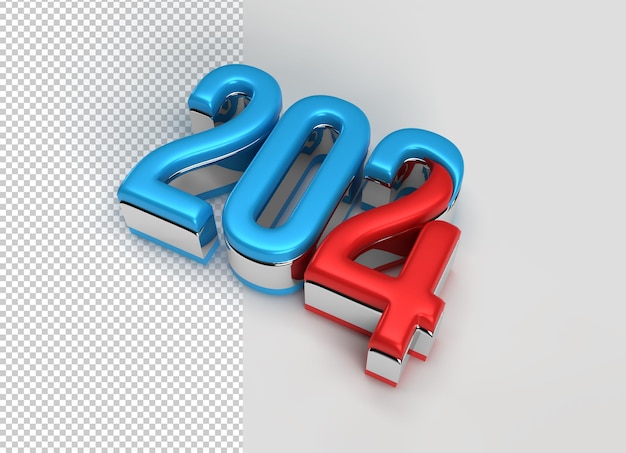 Free PSD 2024 happy new year lettering typographical transparent psd