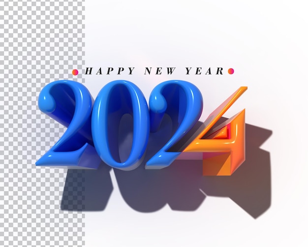 Free PSD 2024 happy new year lettering typographical transparent psd