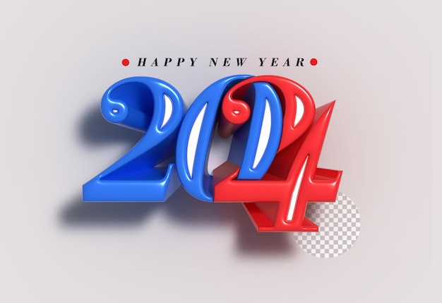 2024 felice anno nuovo lettering tipografico trasparente psd