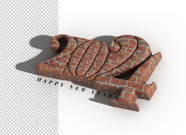 2024 happy new year lettering typographical transparent psd