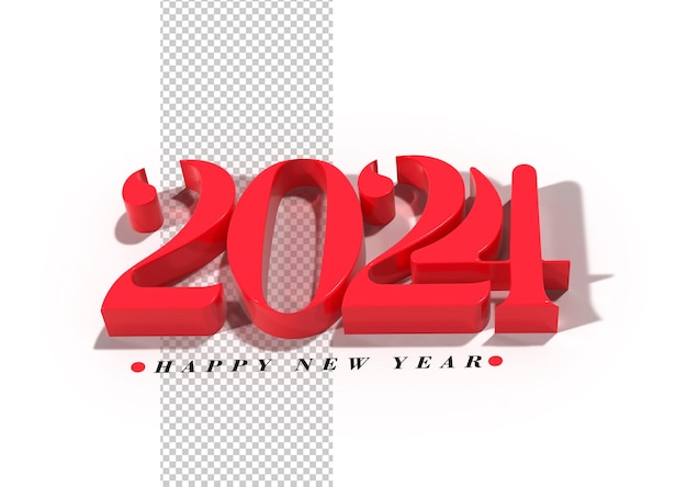 Free PSD 2024 happy new year lettering typographical transparent psd