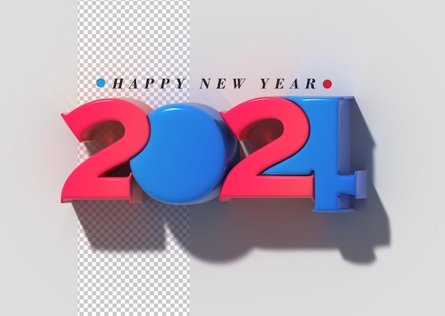 Free PSD 2024 happy new year lettering typographical transparent psd