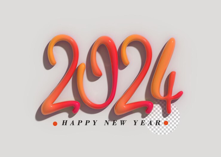 मुफ़्त PSD 2024 हैप्पी नया साल लेटरिंग टाइपोग्राफिकल ट्रांसपेरेंट psd